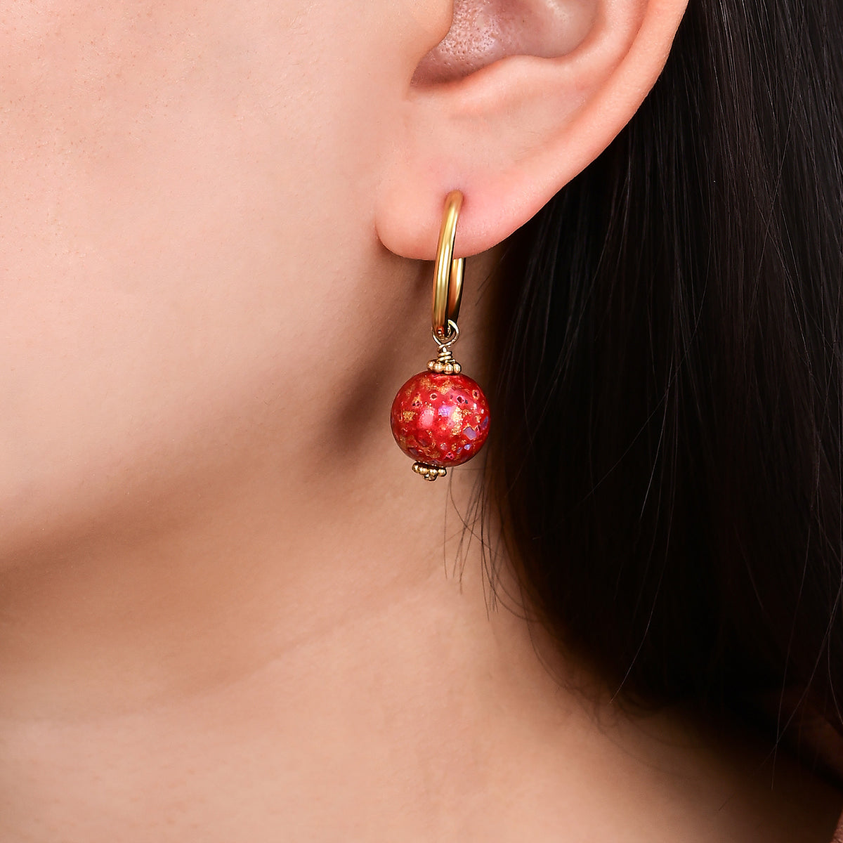 Crimson Orbit Speckle Orb Oorringen met Hoepel