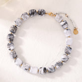 Chunky vierkante kralenketting marmer