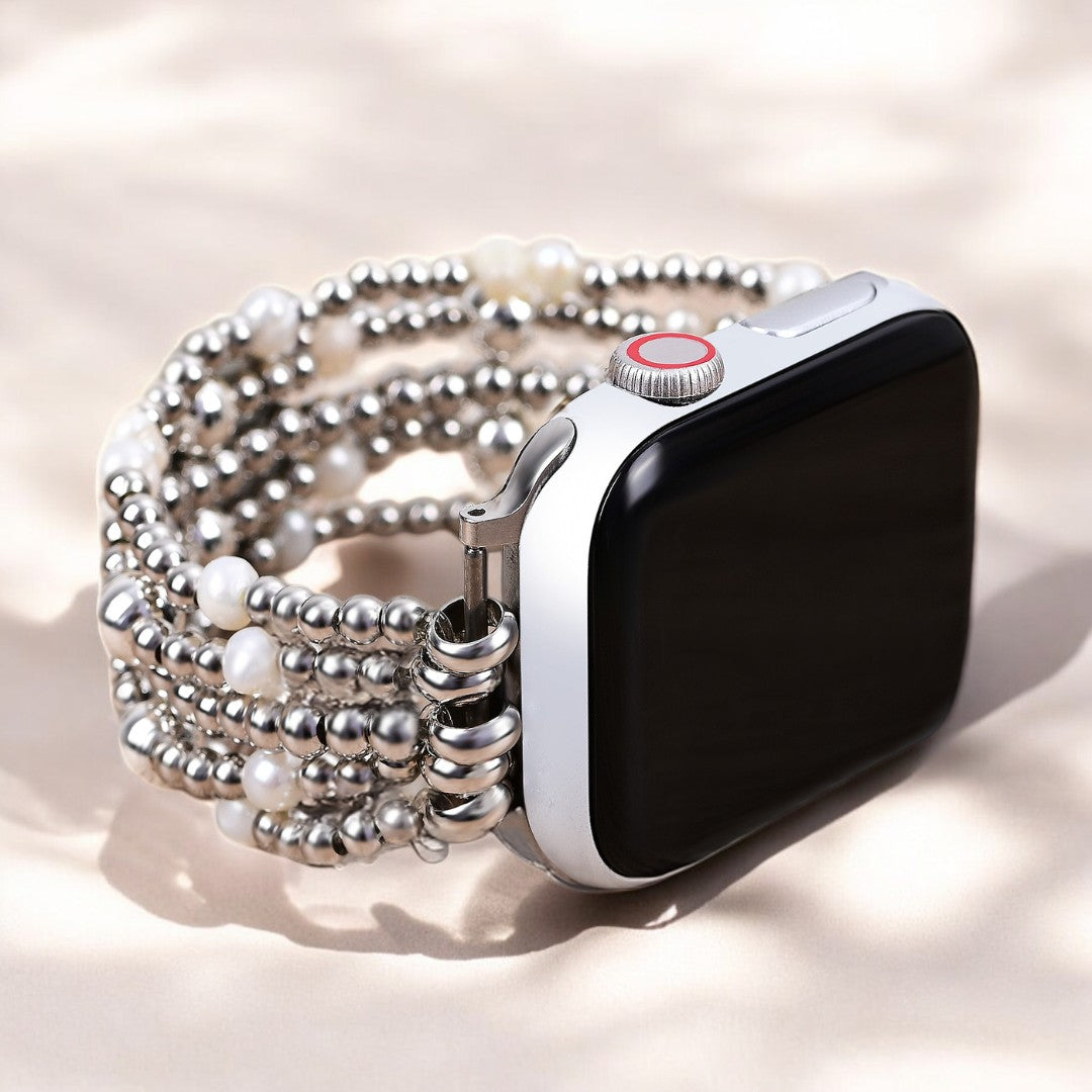 Schimmerndes Perlen-Stretch-Apple Watch-Armband
