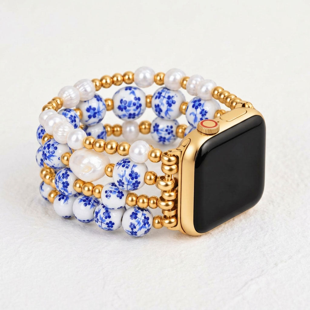 Bracelet Apple Watch Porcelain Garden Sapphire Bloom