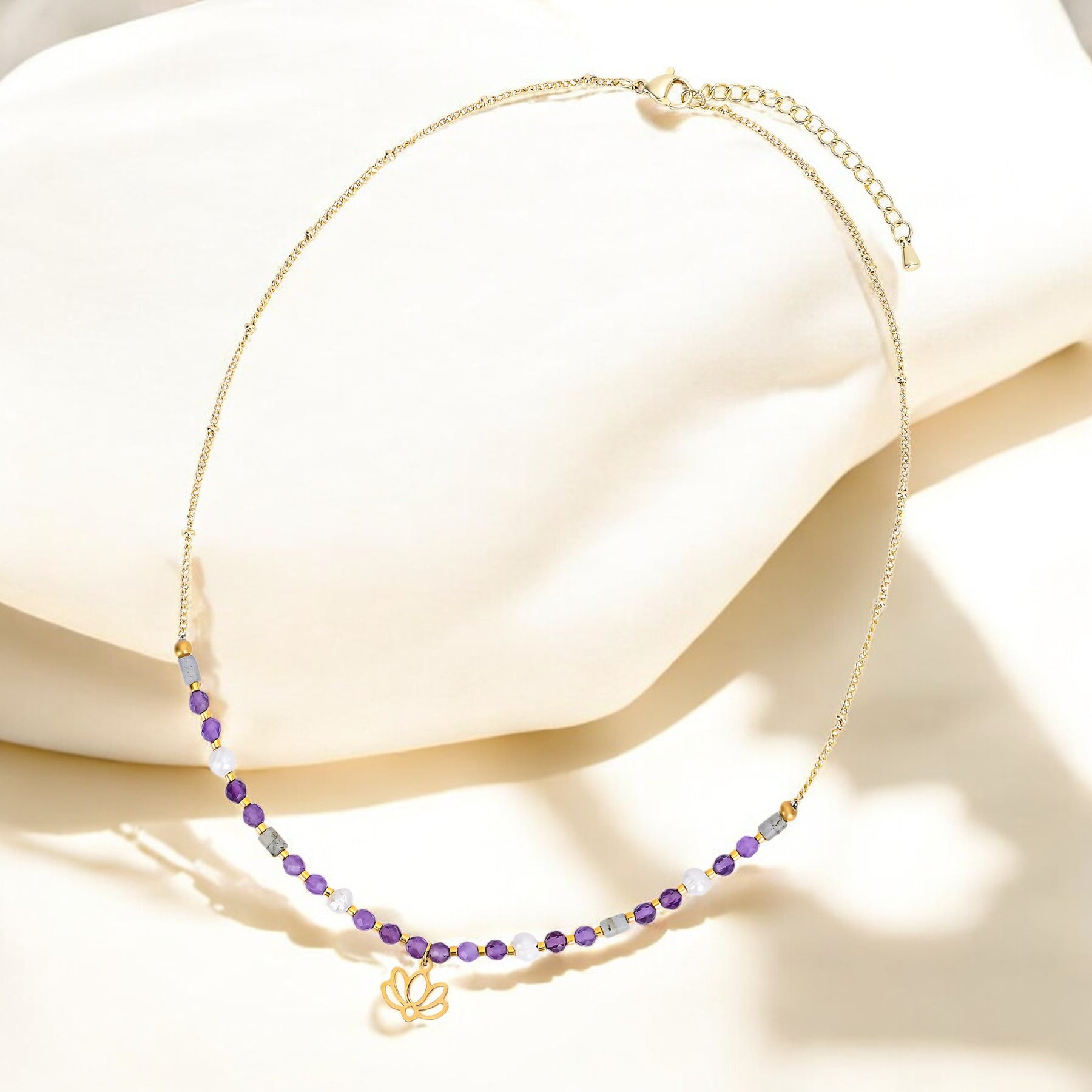Amethyst Lotus Halskette