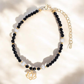 Middernacht Agaat Lotus Armband
