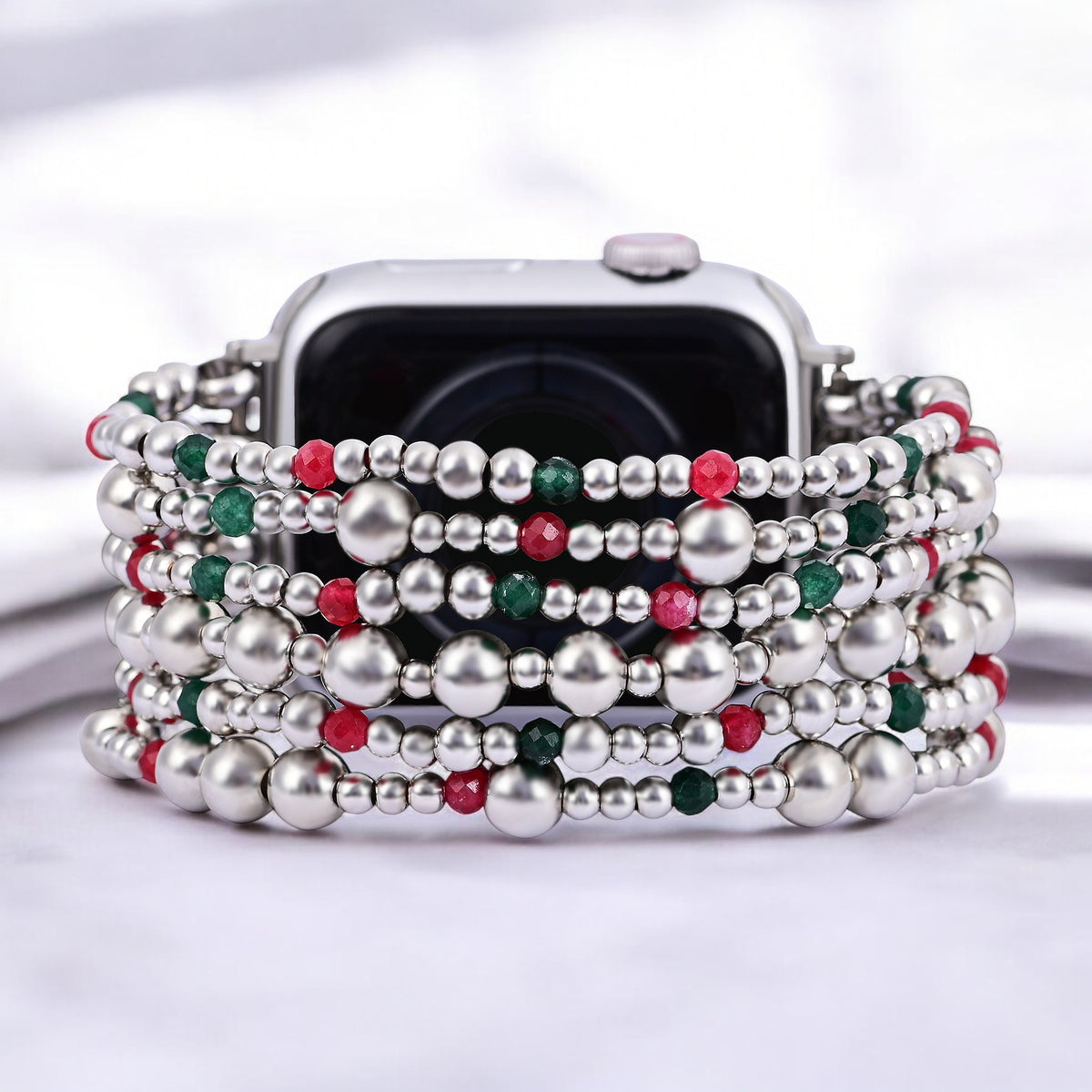 Bracelet extensible magique argenté de Noël pour Apple Watch