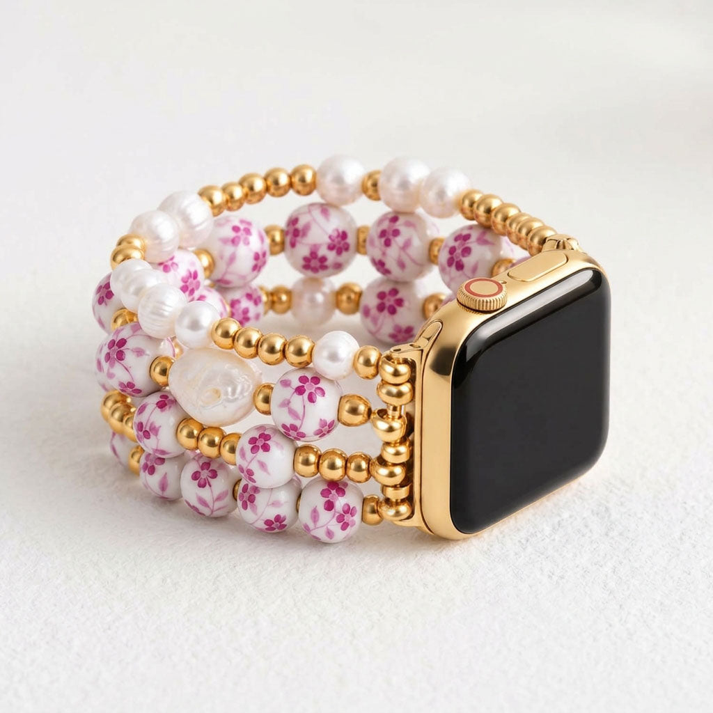 Bracelet Apple Watch Porcelain Garden Rose Blossom