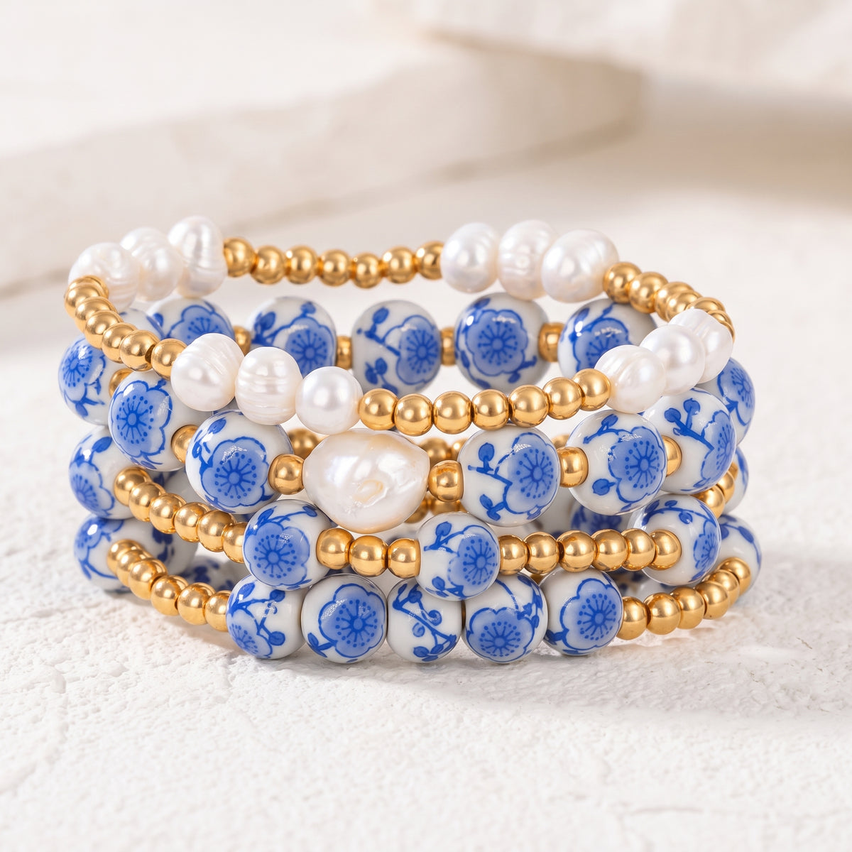 Ensemble de bracelets Porcelain Garden Blue Blossom