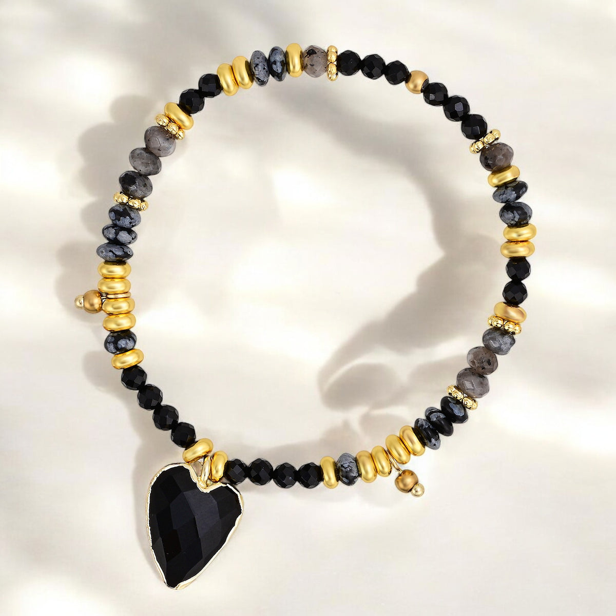 Middernacht Agaat Lotus Armband