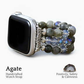Bracelet Apple Watch extensible en cristal d'agate