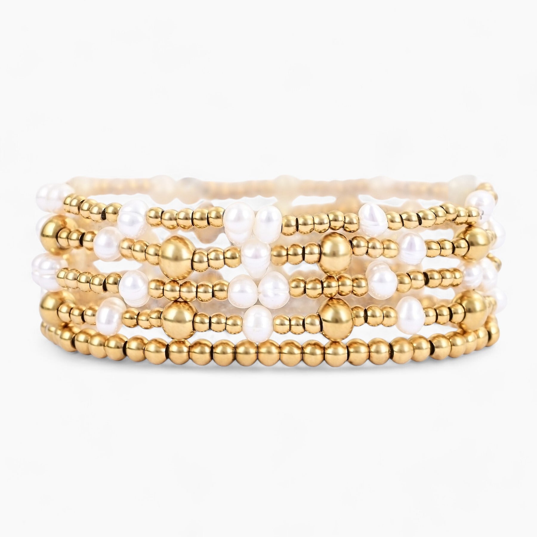 Goldschimmerndes Perlenarmband-Set