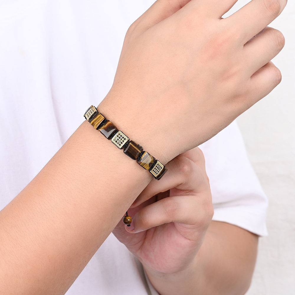 Heren Gele Tijgeroog Armband