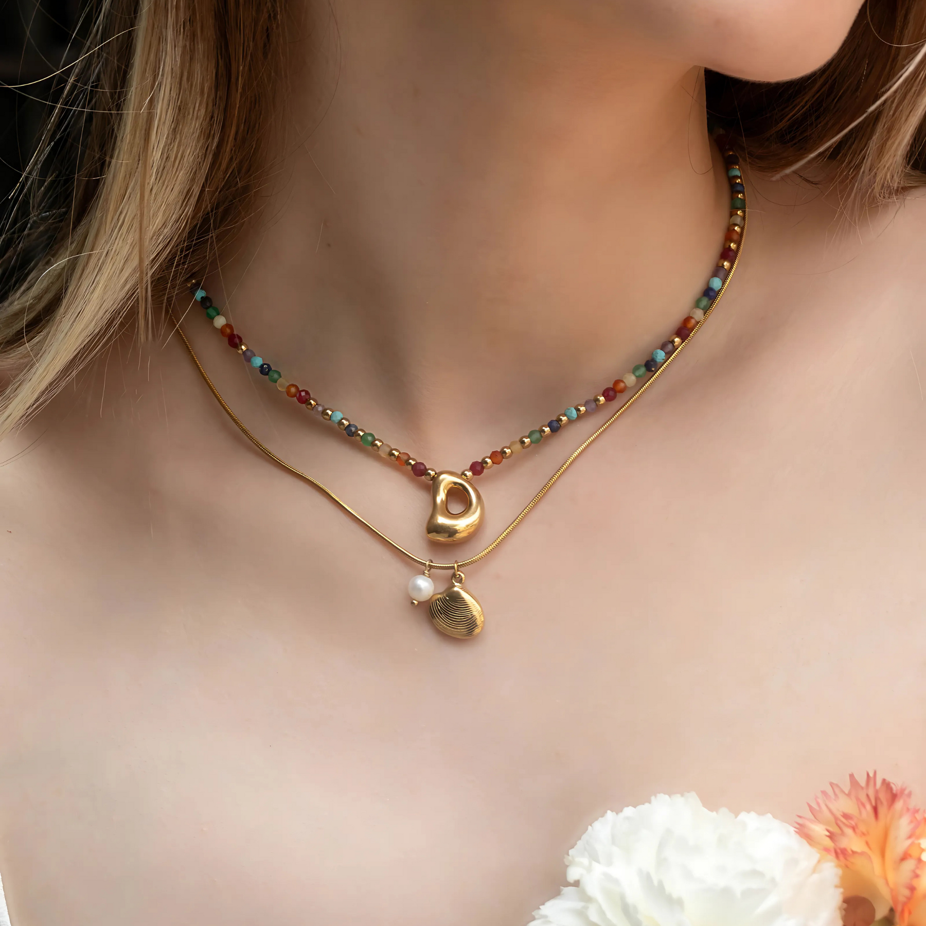 Gouden Schelp Parel Ketting