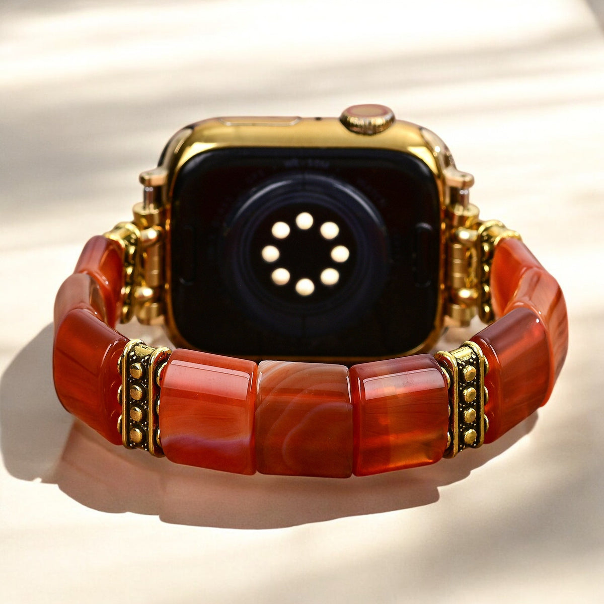 Bracelet Élastique en Agate Flamme Sereine Apple Watch