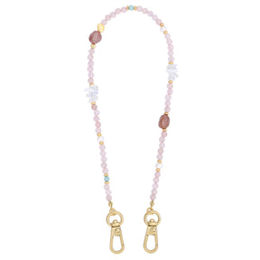 Chaîne de téléphone avec breloque en quartz rose