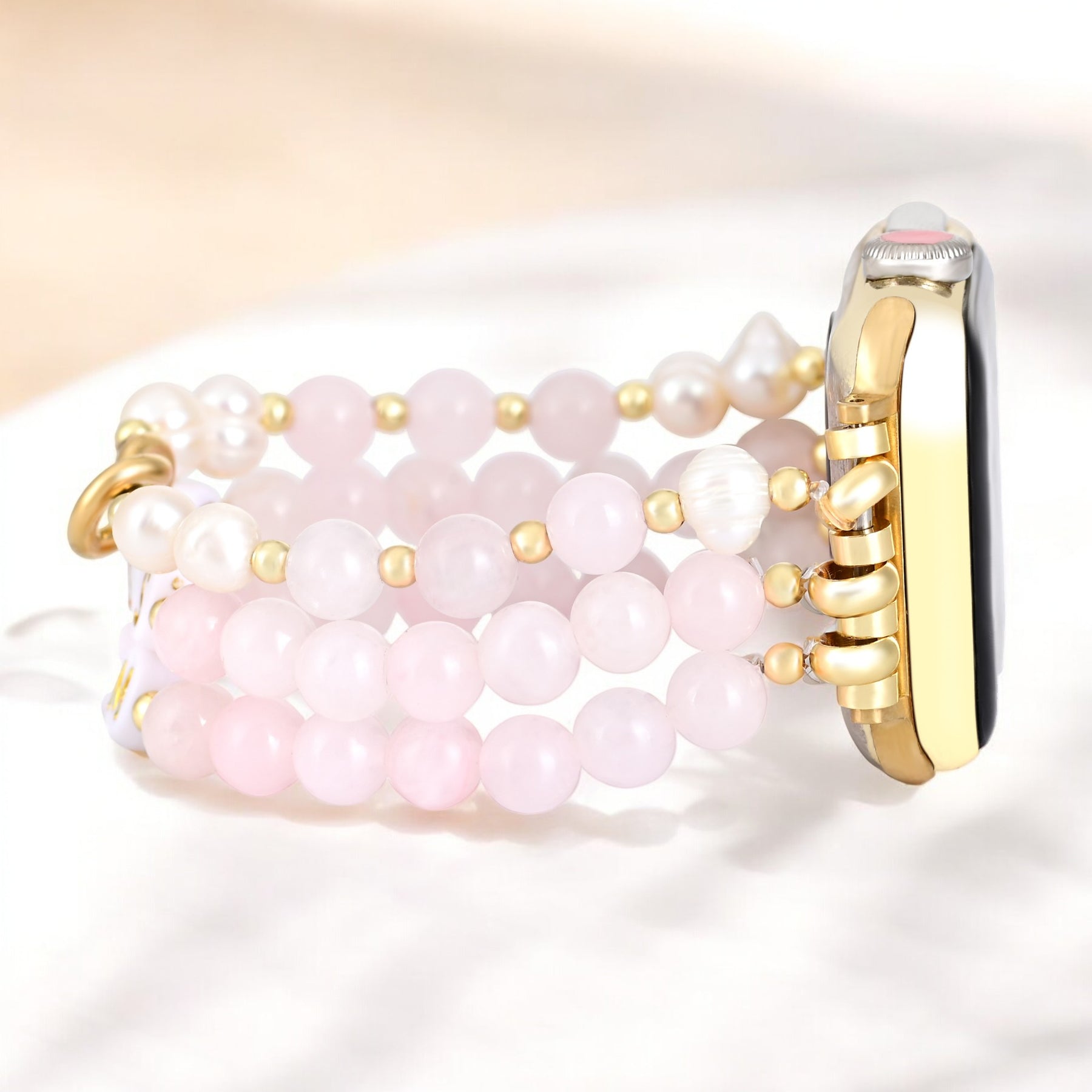Bracelet extensible Boss Mom en quartz rose pour Apple Watch