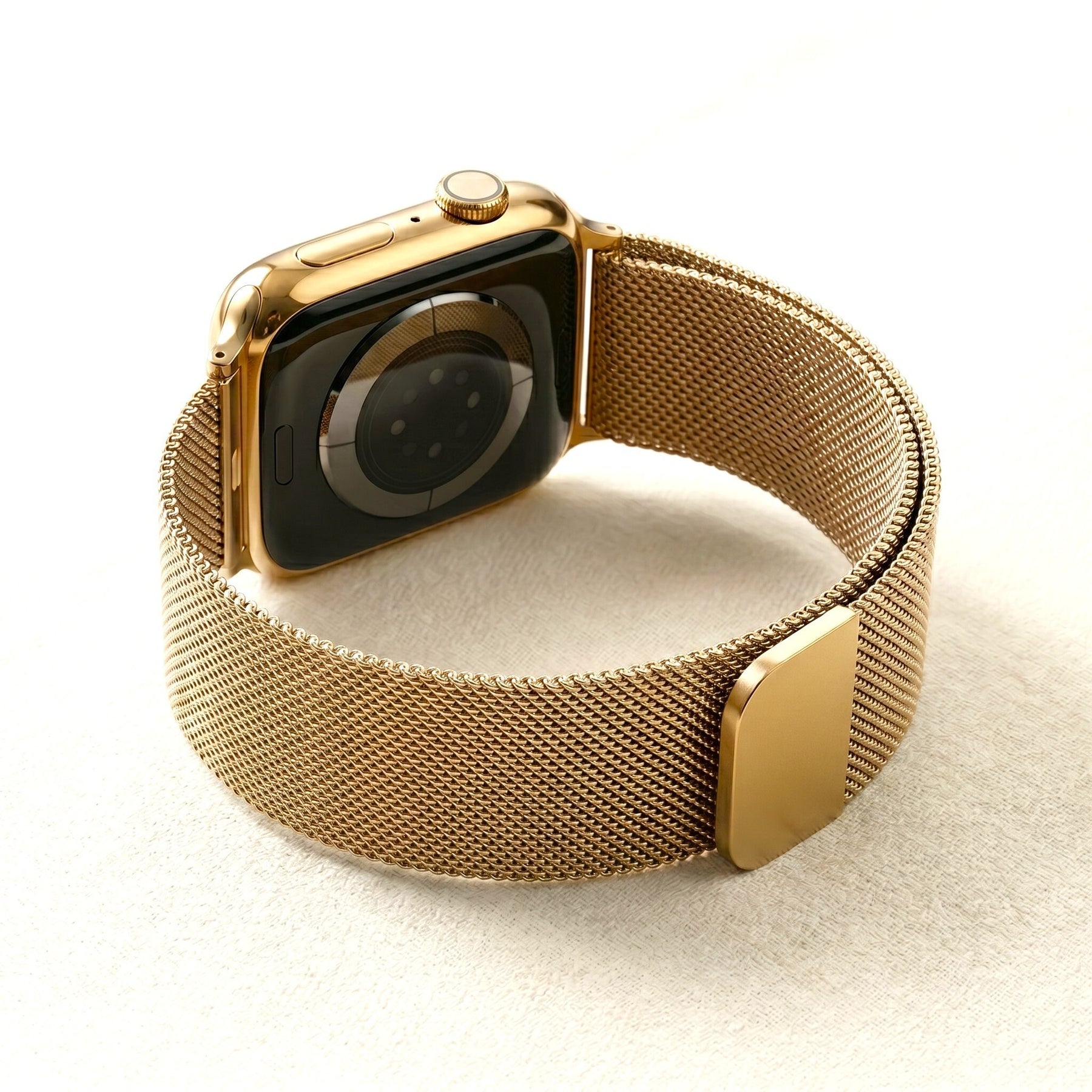 Gouden stalen luxe rekbare Apple Watch-band