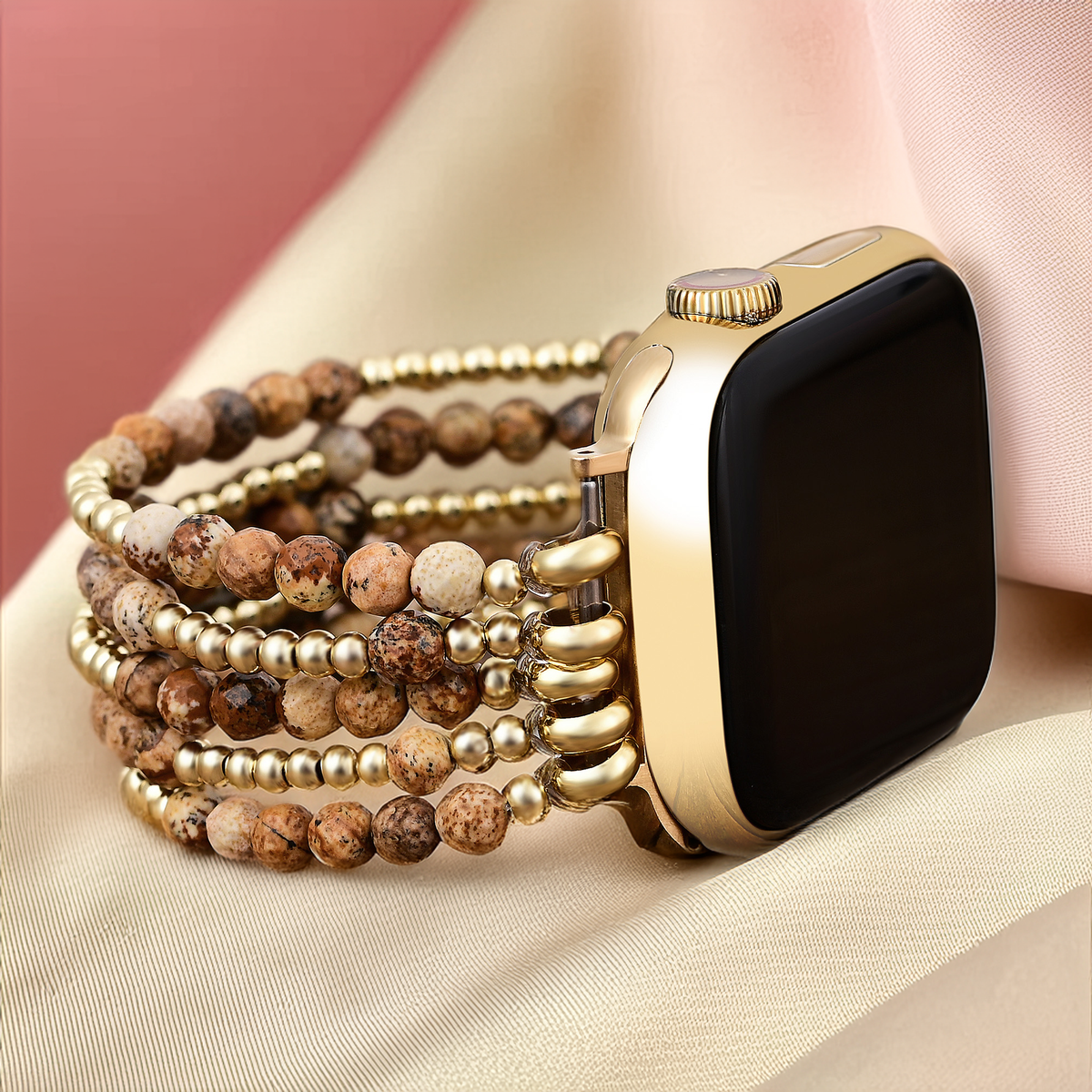 Golden Earth Jasper Stretch Apple Watch-band