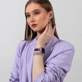 Bracelet extensible en agate Amethyst Aura pour Apple Watch