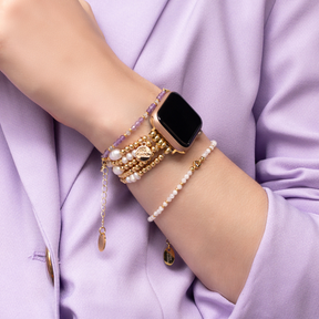 Gold- und Perlen-Stretch-Apple Watch-Armband