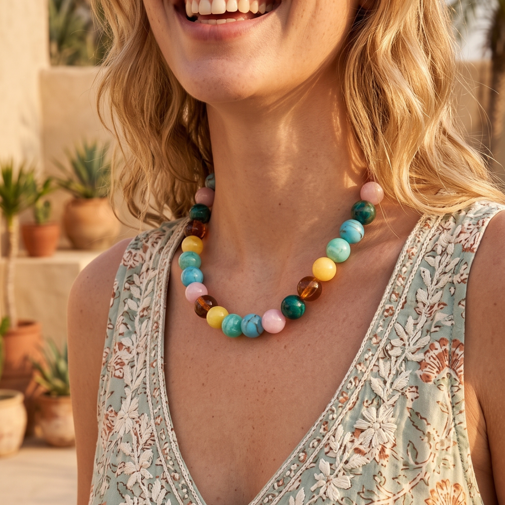 Chunky tropische kralenketting