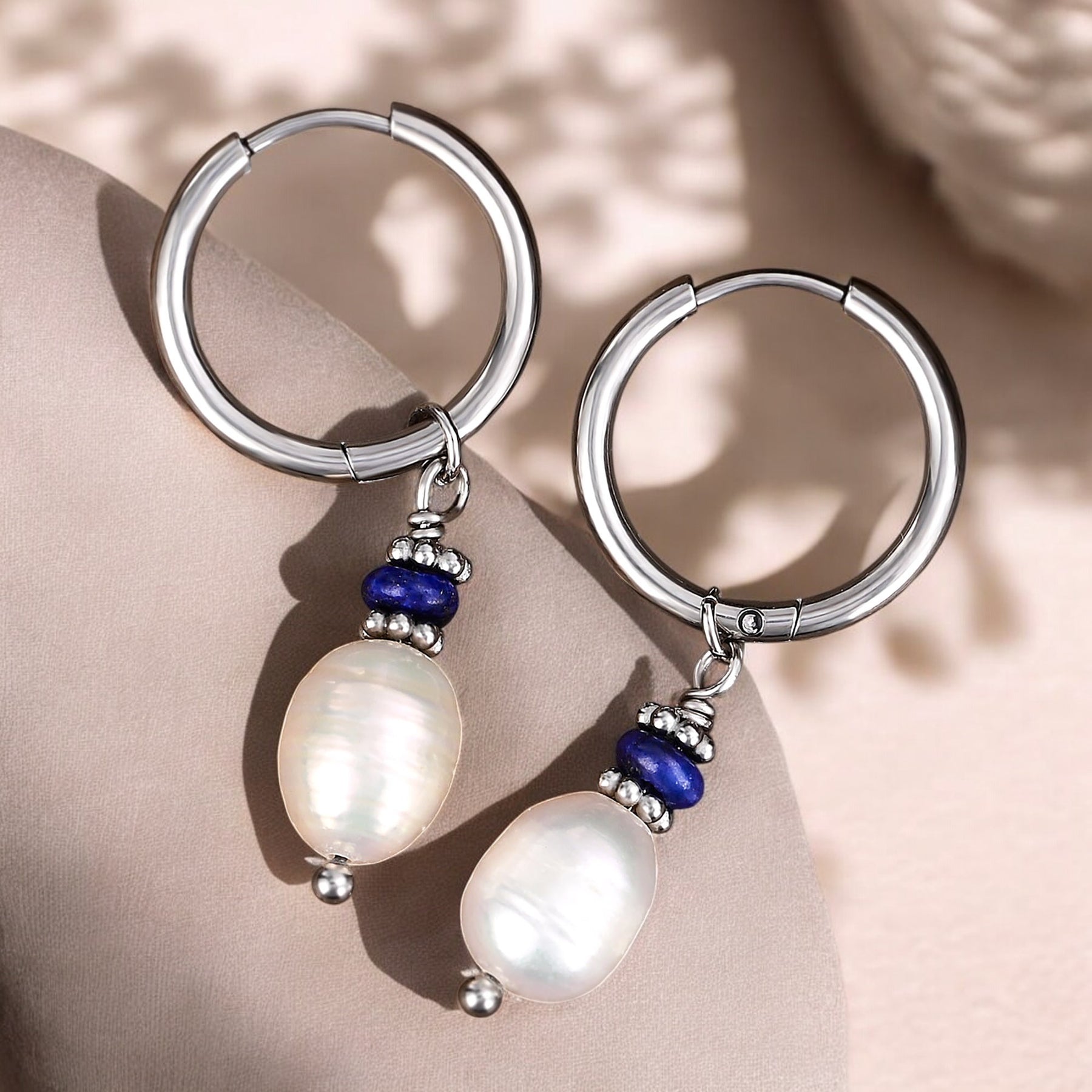 Zilveren Lapis Lazuli Parel Oorringen