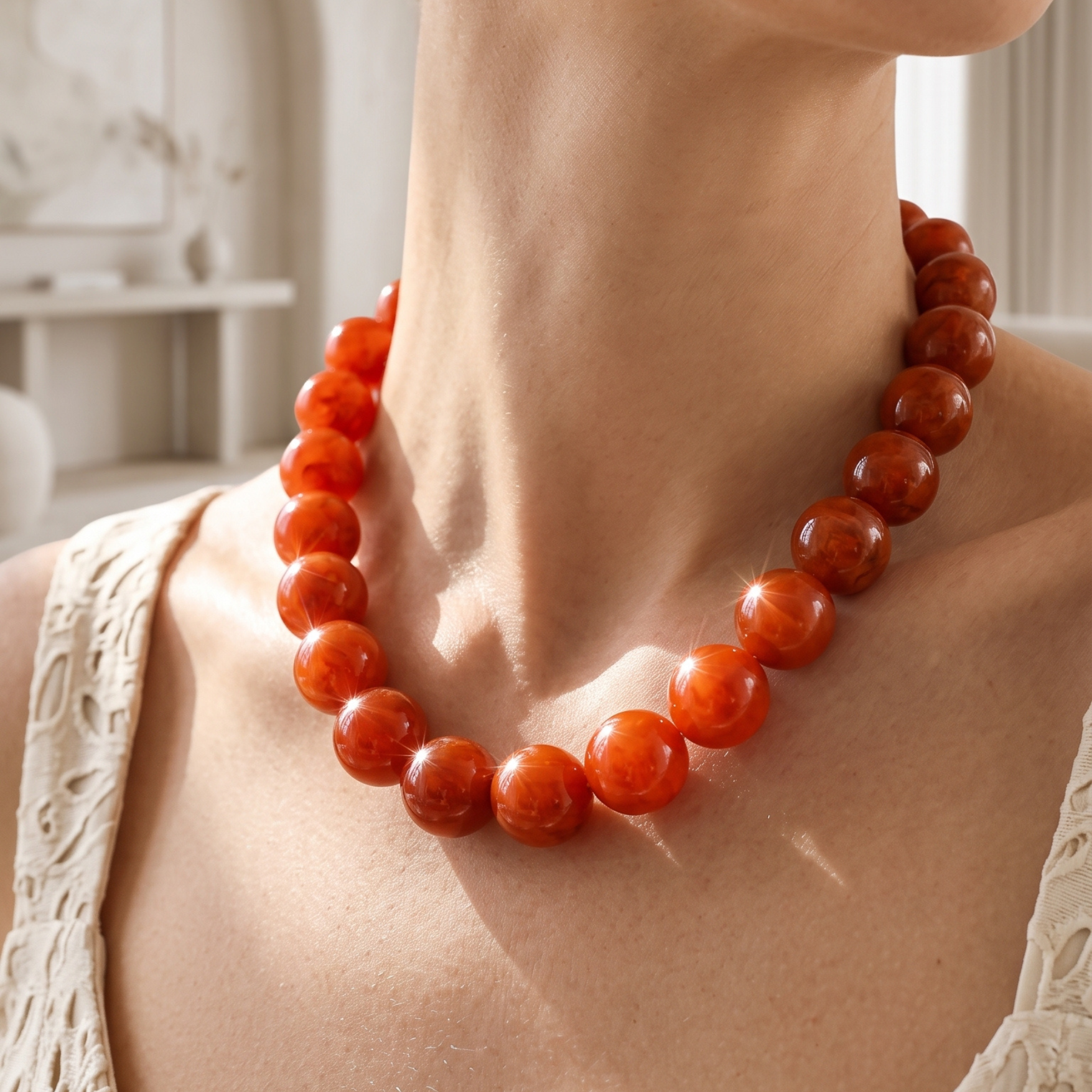 Chunky rode kralenketting
