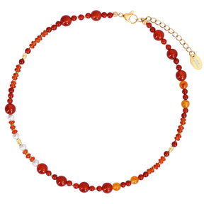 Collier Harmonie en Agate Rouge et Perle