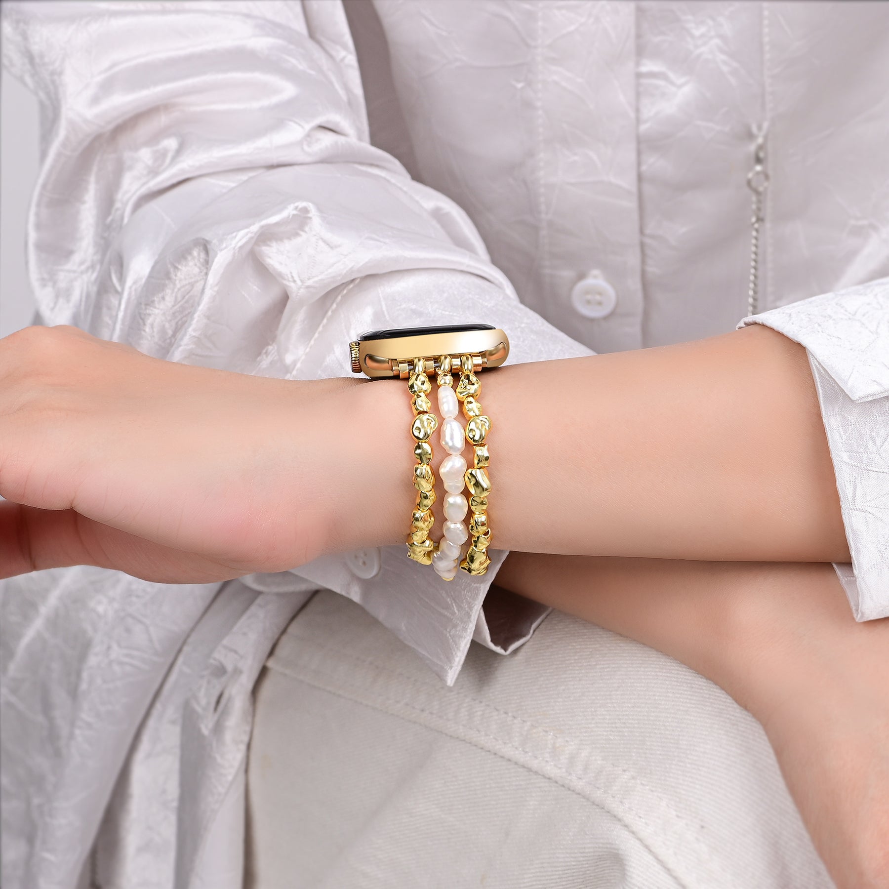 Bracelet extensible Golden Pearl pour Apple Watch