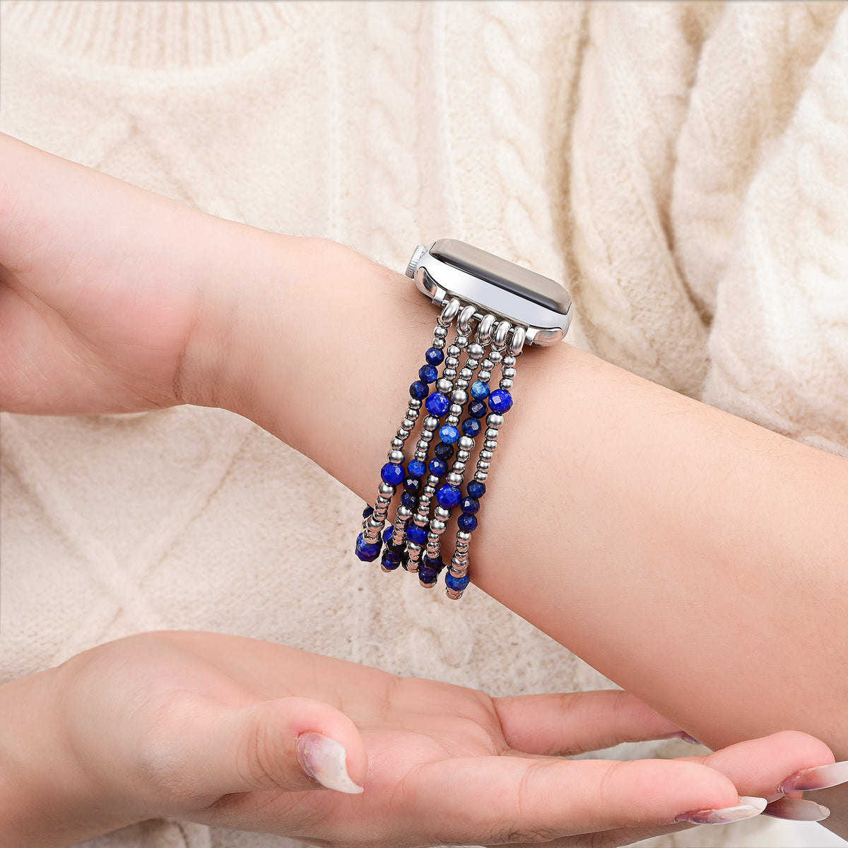 Bracelet extensible argent Azure Serenity pour Apple Watch
