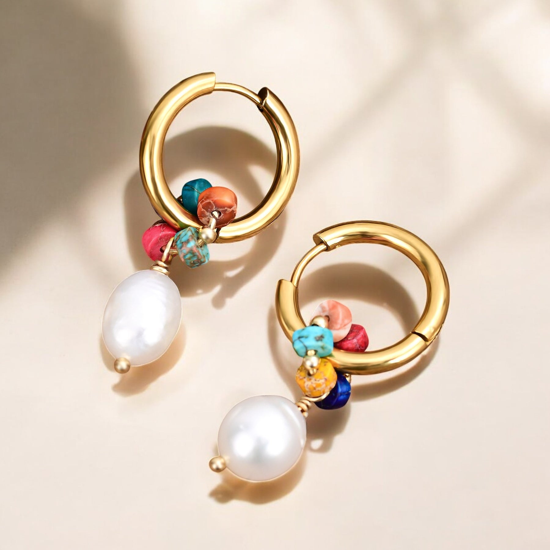 Boucles d'oreilles créoles Jasper Harmony Pearl
