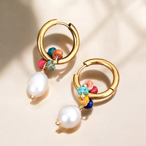 Boucles d'oreilles créoles Jasper Harmony Pearl