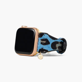 Wild azuurblauwe lederen Apple Watch band