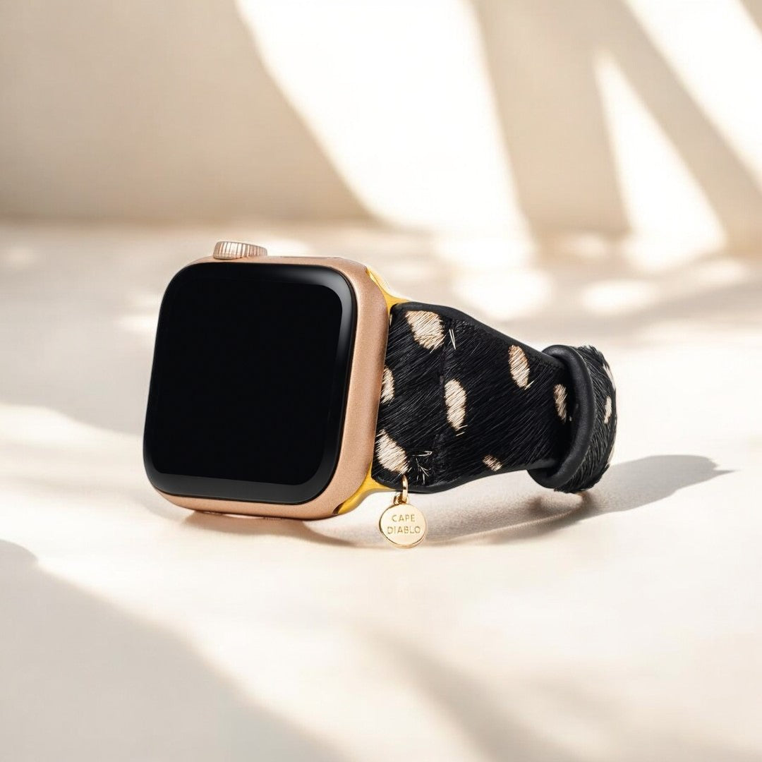 Monochrome Safari Leren Apple Watch Bandje