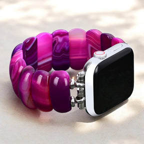 Radiant Orchid Agaat Stretch Apple Watch Bandje