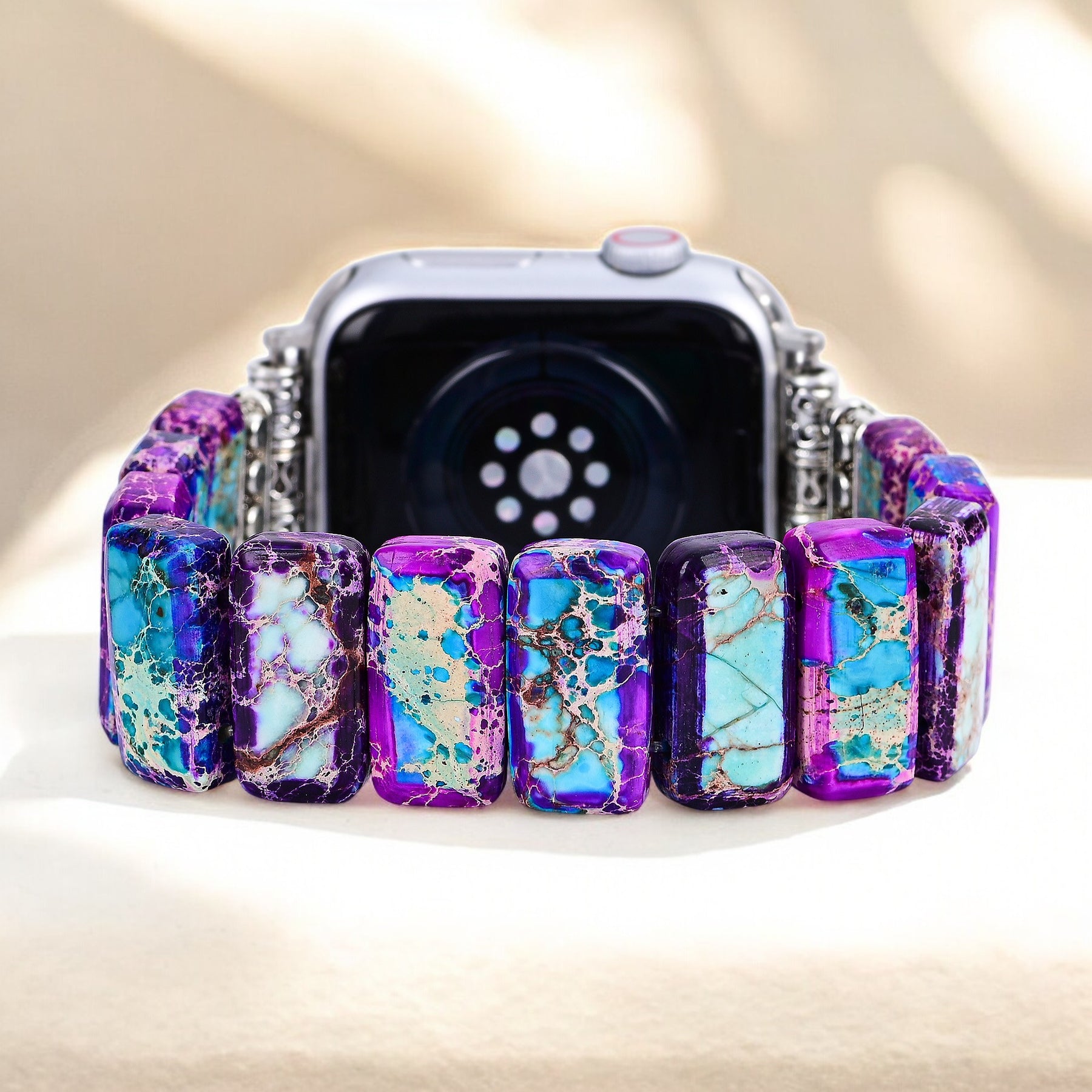 Majestätisches tibetisches Jaspis-Stretch-Apple Watch-Armband