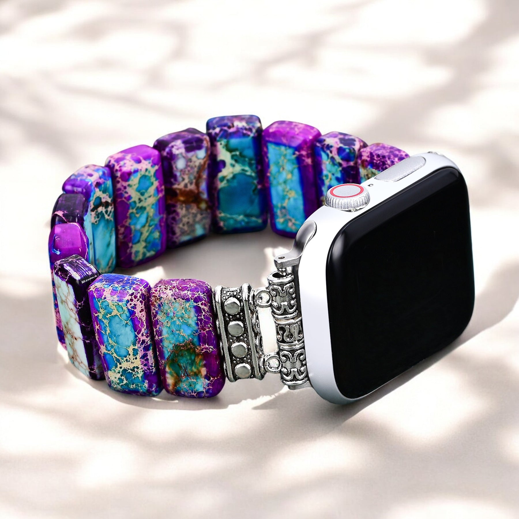 Majestätisches tibetisches Jaspis-Stretch-Apple Watch-Armband