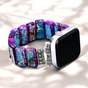 Majestätisches tibetisches Jaspis-Stretch-Apple Watch-Armband