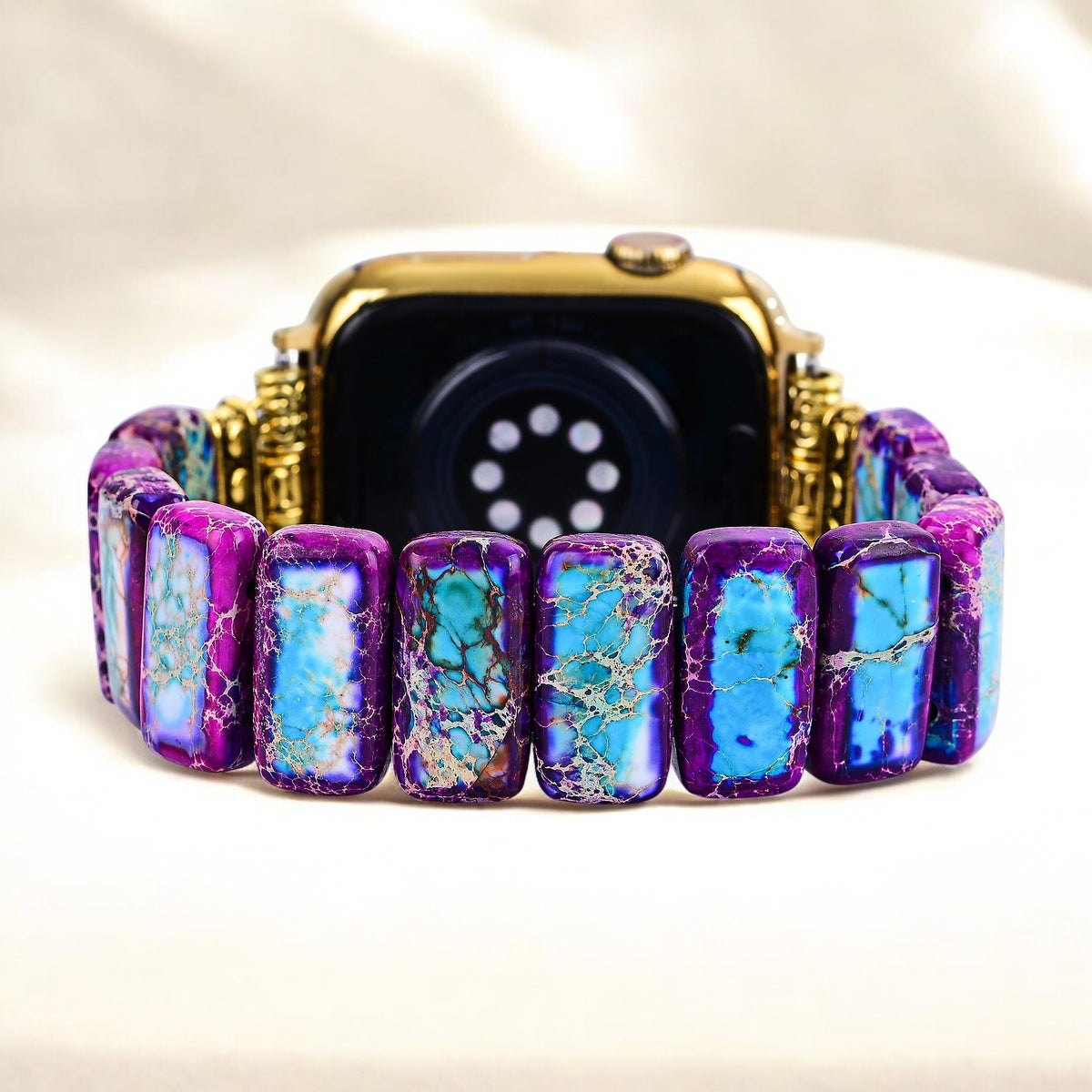 Majestätisches tibetisches Jaspis-Stretch-Apple Watch-Armband
