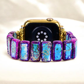 Majestätisches tibetisches Jaspis-Stretch-Apple Watch-Armband