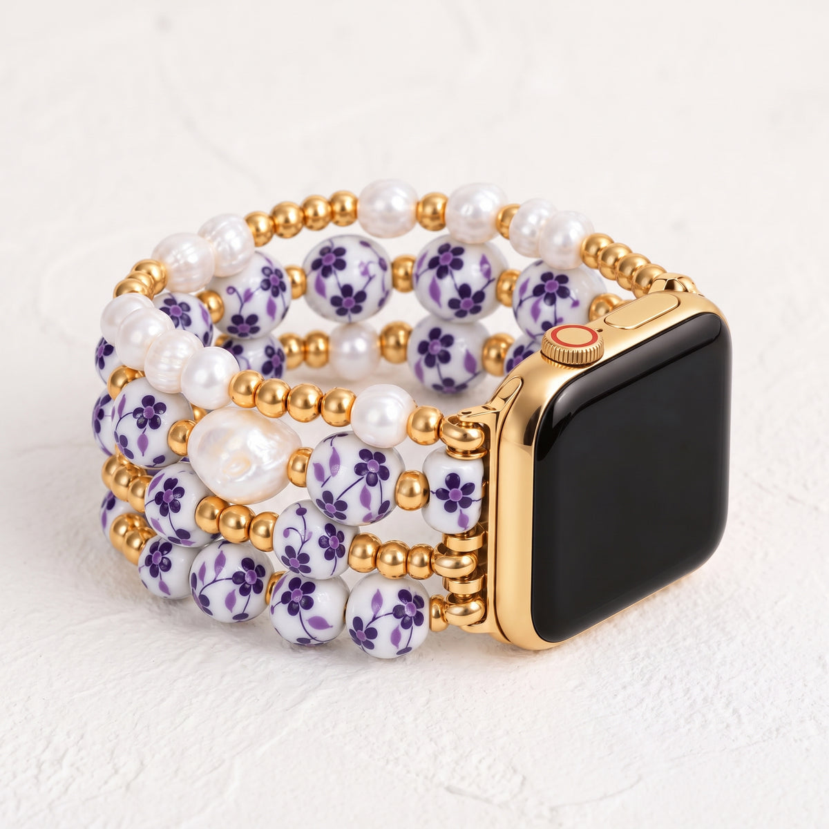 Porseleinen tuin Apple Watch-bandje Violet Bloom