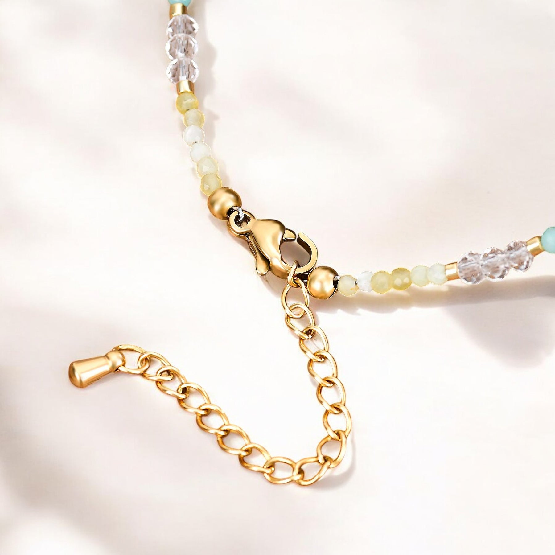 Bracelet de cheville breloque trèfle en amazonite bleu sarcelle