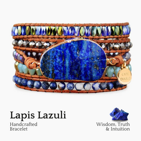Blauwe oceaan Lapis Lazuli wikkelarmband