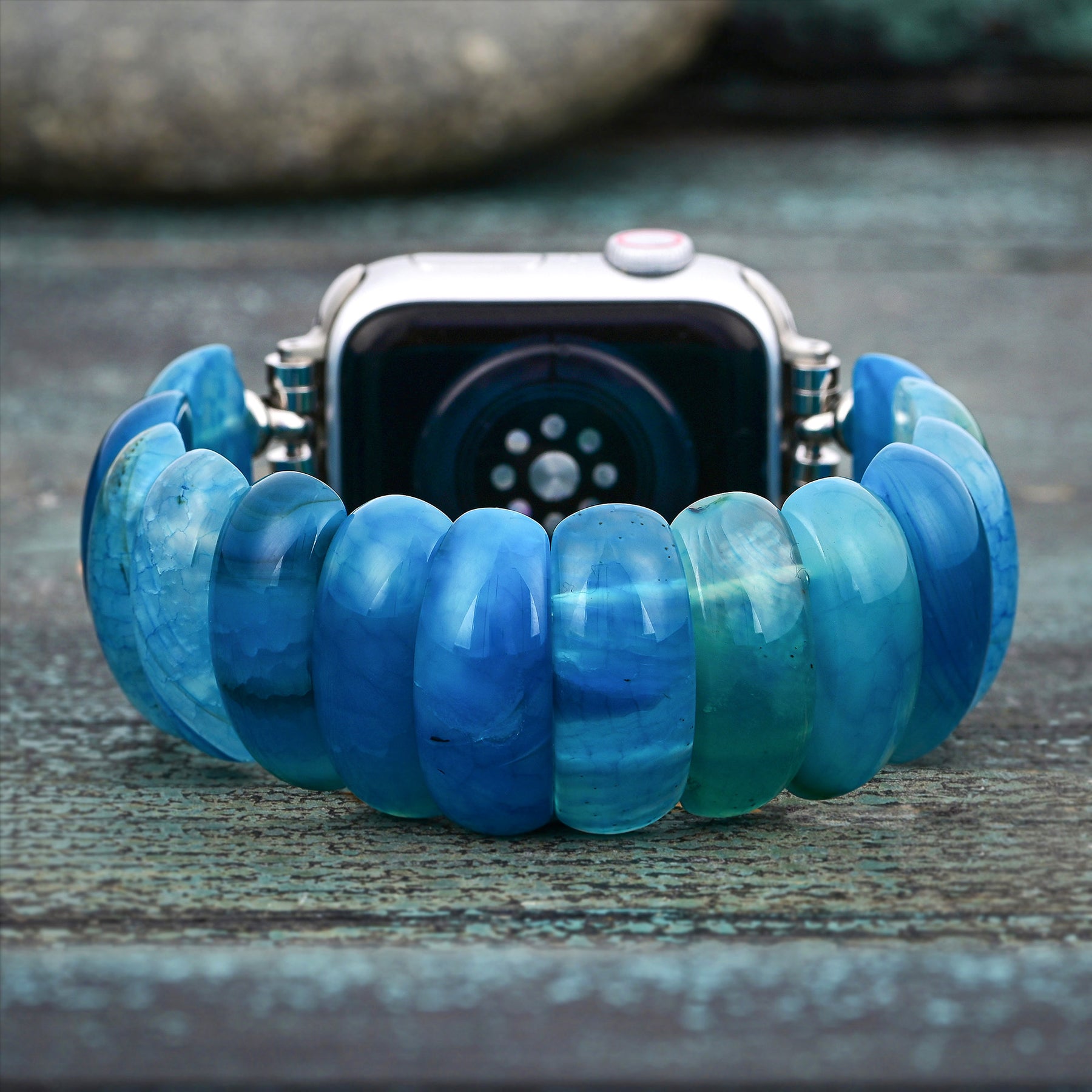 Ocean Essence Agate Stretch Apple Watch Armband