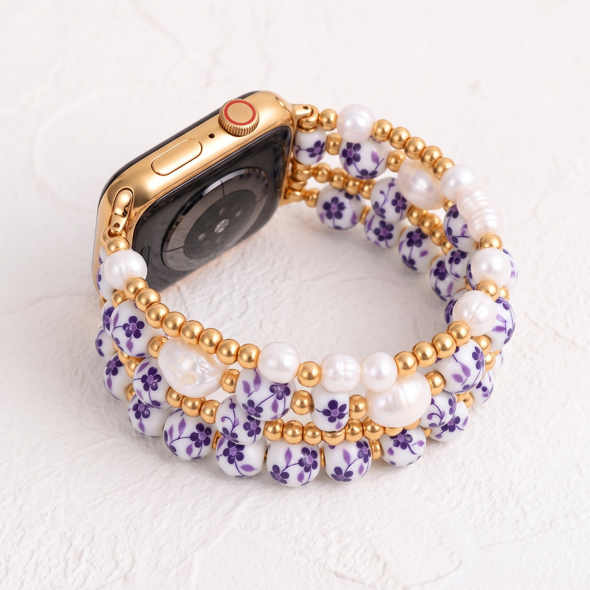 Porseleinen tuin Apple Watch-bandje Violet Bloom