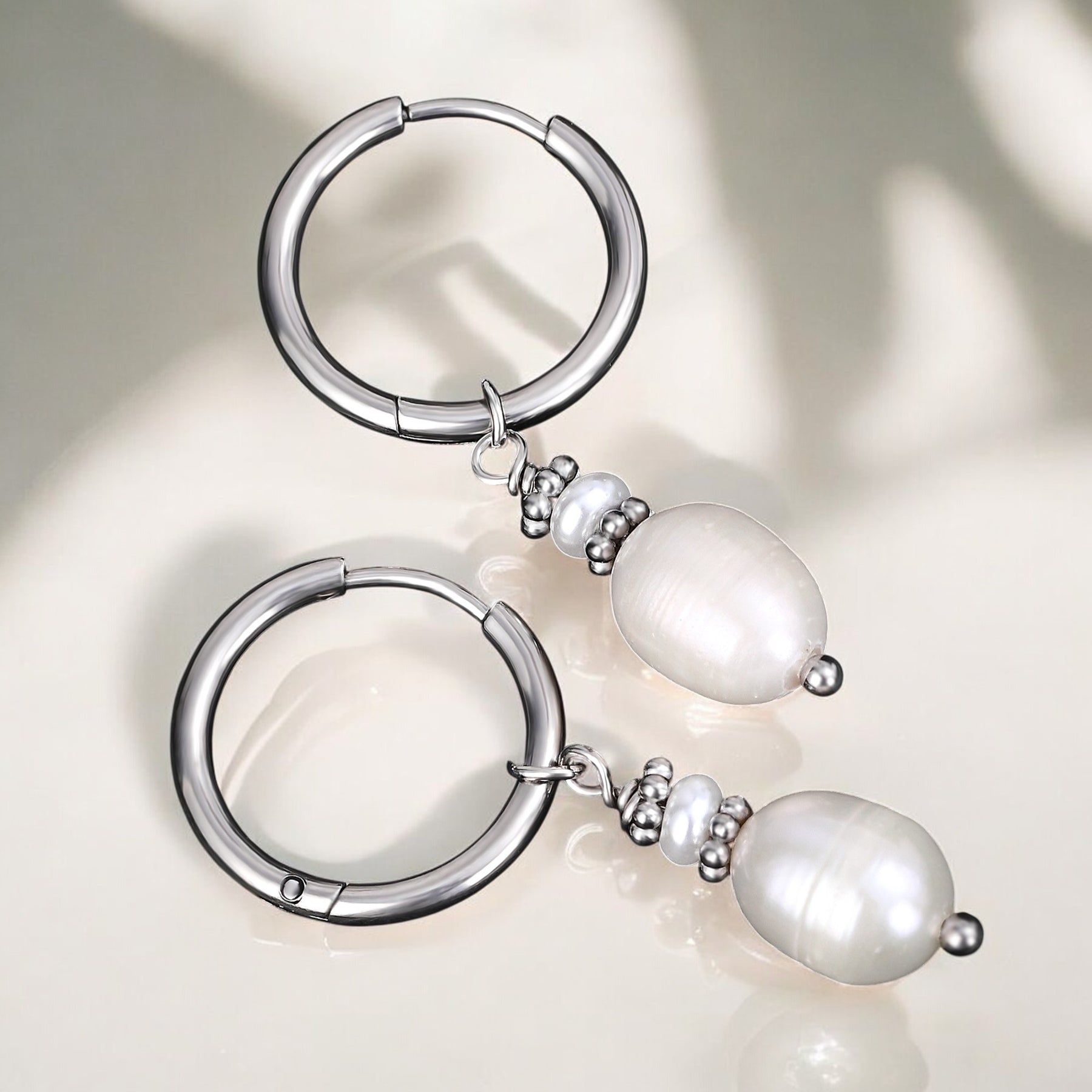 Silber Perle Eleganz Creolen