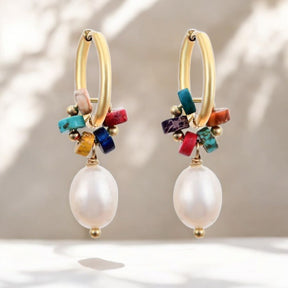 Boucles d'oreilles créoles Jasper Harmony Pearl