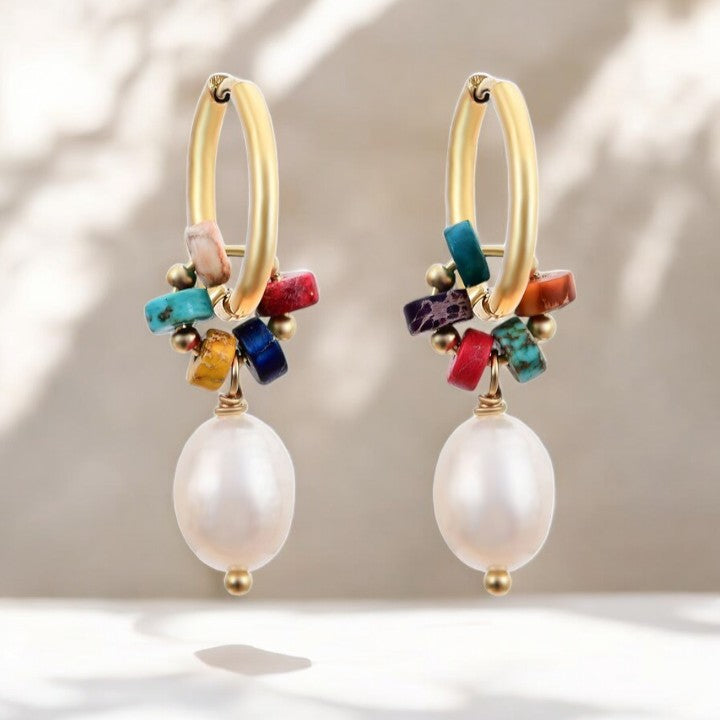 Boucles d'oreilles créoles Jasper Harmony Pearl