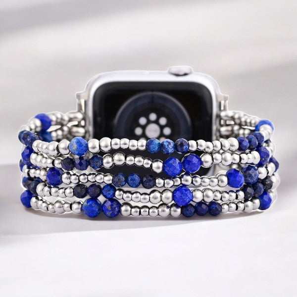 Azure Serenity Zilveren Stretch Apple Watch Band