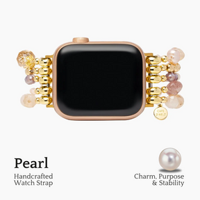 Perlmuttfarbenes Rosetten-Stretch-Apple-Watch-Armband