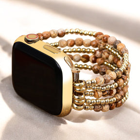 Stretch-Armband Apple Watch Golden Earth Jasper“