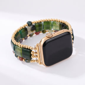 Bracelet extensible Fierce Grace en œil-de-tigre pour Apple Watch, argenté