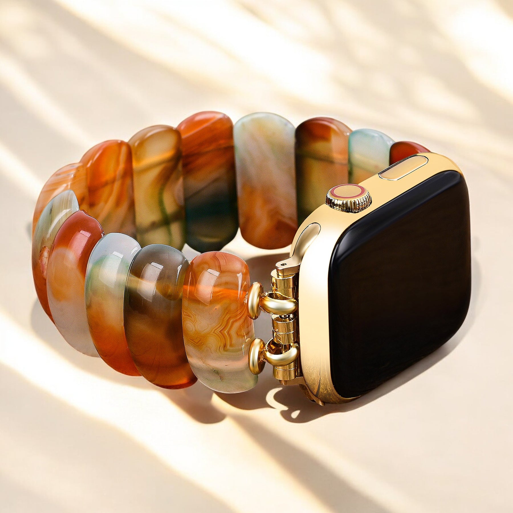 Golden Dusk Agaat Rekbare Apple Watch Band